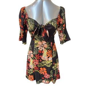Lost + Wander Aloha Lei Mini Dress Women's Size XS Black Floral